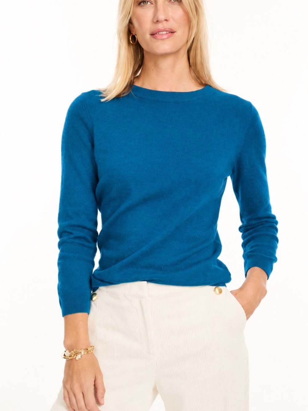 100% Cashmere Talbots Crewneck Sweater Teal Blue
